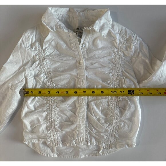 Urban Outfitters White Ruched Long Sleeve Button-Up Crop Shirt XS - Picture 5 of 8